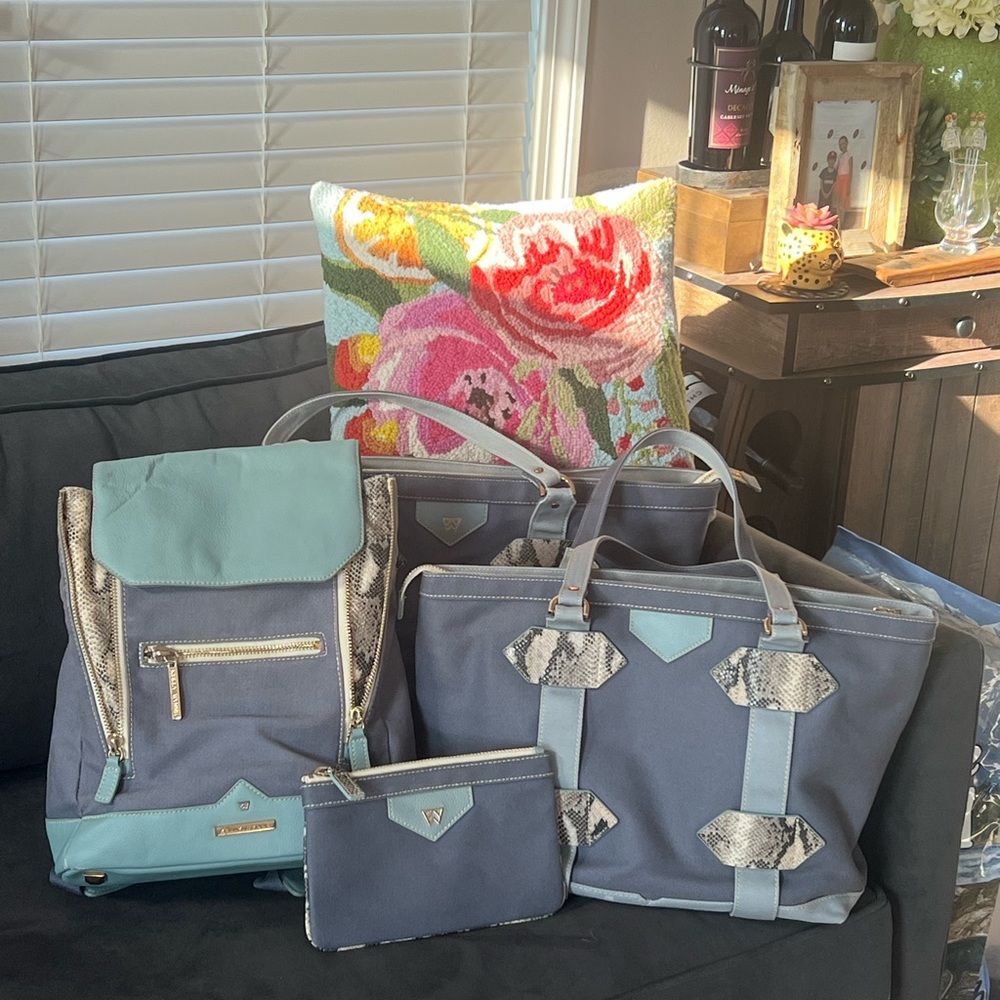 Blue Snakeskin Kelly Wynne Bag Set